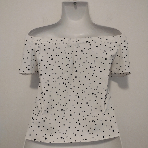 Shinestar - Star Print Off Shoulder Top - Picture 7 of 12